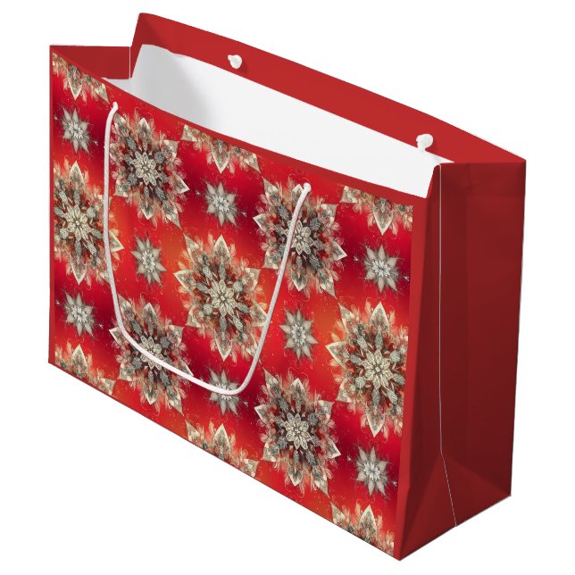 December Snowflakes  Large Gift Bag (Front Angled)