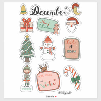 December Sticker Sheet - Snowman & Christmas Joy
