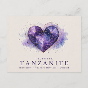 December Tanzanite Heart Birthstone Postcard