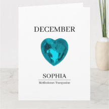 December Turquoise Personalised Birthday Card