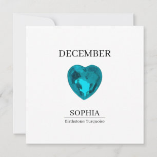 December Turquoise Personalized Birthday Card