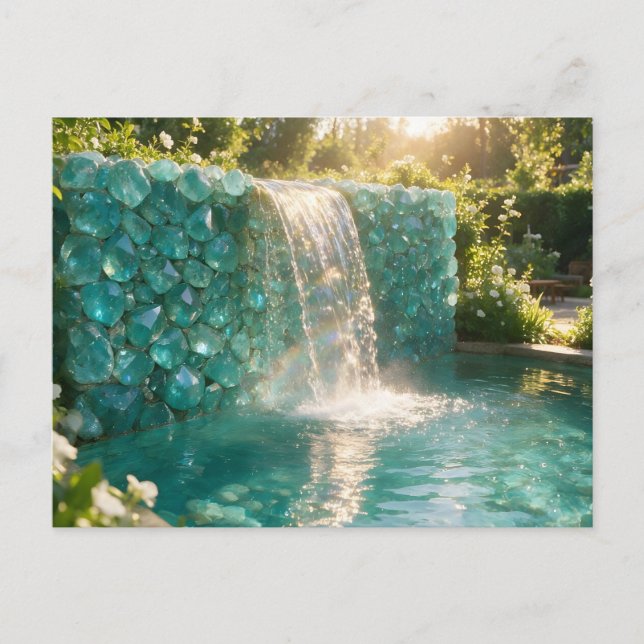 December Turquoise Waterfall Postcard (Front)