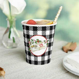 December Twenty Fifth 8oz Paper Cup, Lid: None Cups