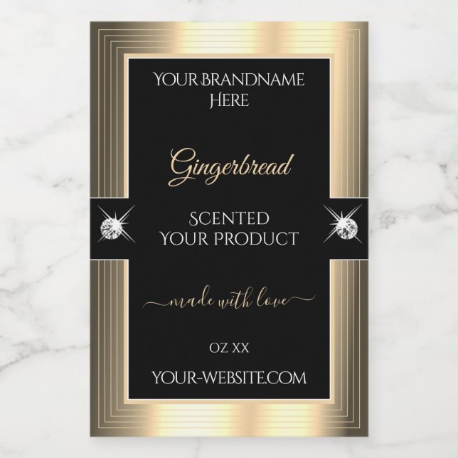 Decent Black Golden Shiny Brilliants Product Label (Single Label)