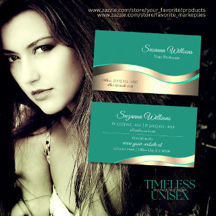 Decent Dark Teal Wavy Gold Decor Sophistication Business Card