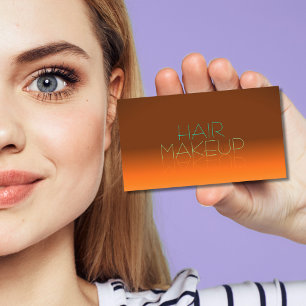 Decent Orange and Teal Mirror Letters with Photo Business Card