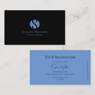 Decent Plain Black and Blue with Monogram Stylish Business Card
