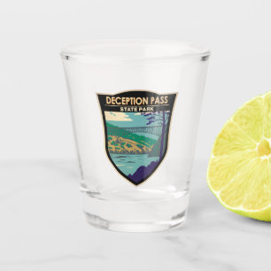 Deception Pass State Park Bridge Washington Badge Shot Glass
