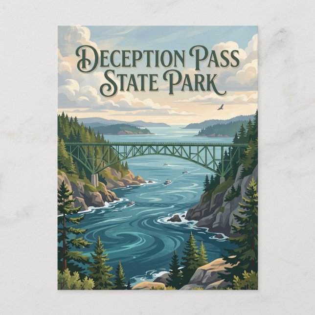 Deception Pass State Park Washington Postcard (Front)