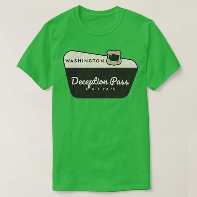 Deception Pass State Park Washington Welcome Sign T-Shirt (Design Front)