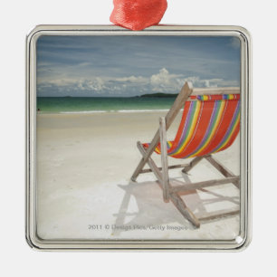 Deck Chair On The White Sand Of Samui Beach Metal Tree Decoration