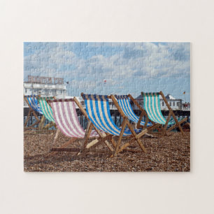 Deck Chairs on The Beach in Brighton. Jigsaw Puzzle