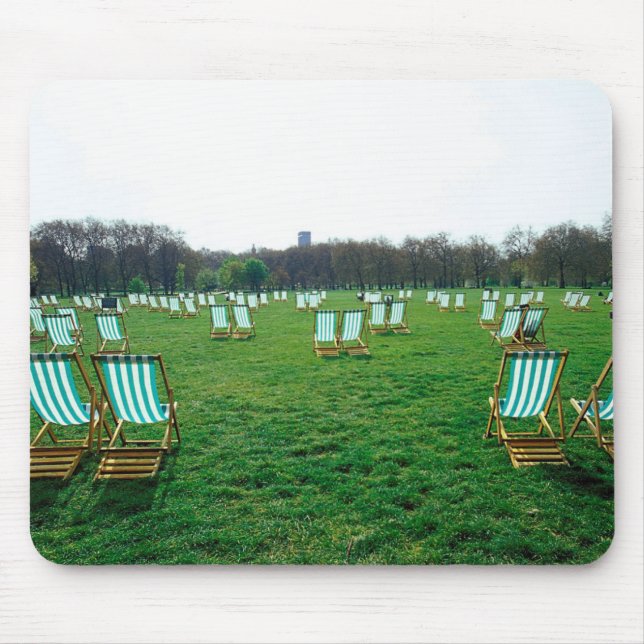 Deck Chairs Spread Out In Green Park, London Mouse Pad (Front)