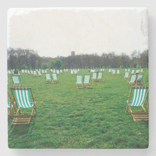 Deck Chairs Spread Out In Green Park, London Stone Coaster