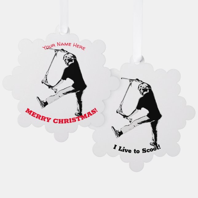 Deck Grabbing - Stunt Scooter Trick Tree Decoration Card (Front/Back)