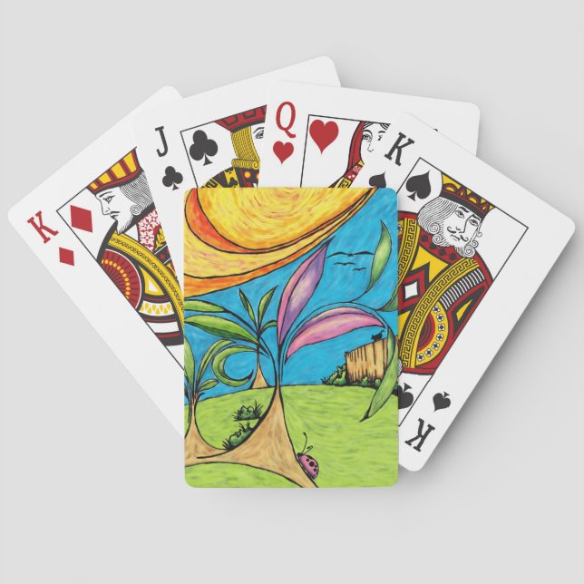Deck of Cards, Backyard Summer Fun Doodle Playing Cards (Back)