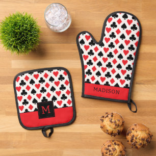 Deck of Cards Pattern 2 Oven Mitt & Pot Holder Set
