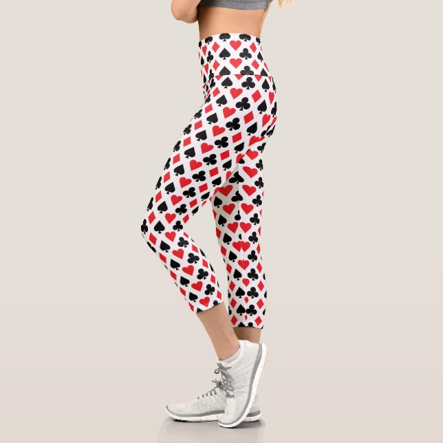 Deck of Cards Pattern Capri Leggings (Left)