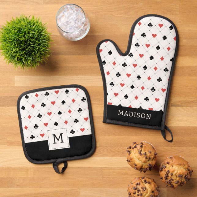 Deck of Cards Pattern Oven Mitt & Pot Holder Set (Top Down)