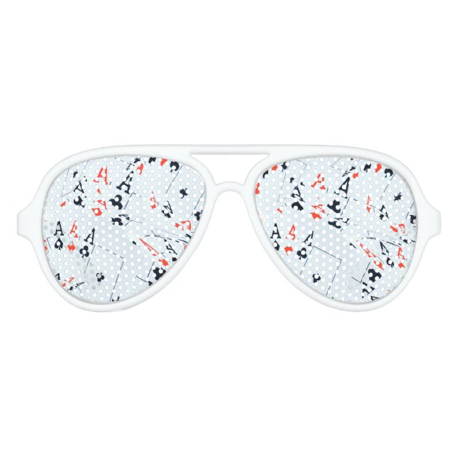 "Deck of Destiny: Layered Aces in a Poker Shuffle" Aviator Sunglasses (Front)