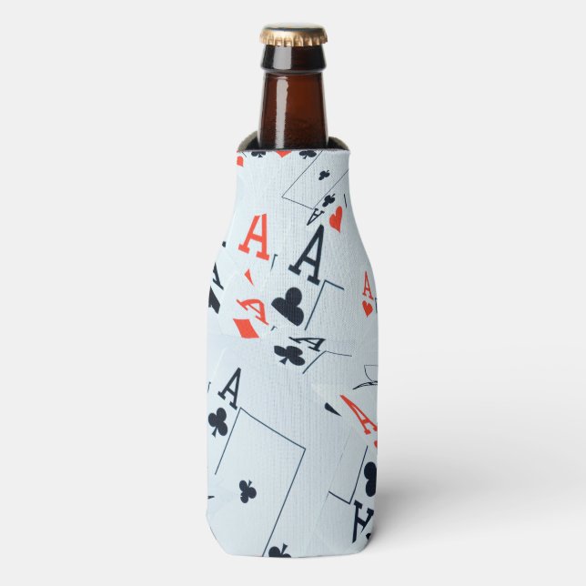 "Deck of Destiny: Layered Aces in a Poker Shuffle" Bottle Cooler (Bottle Front)