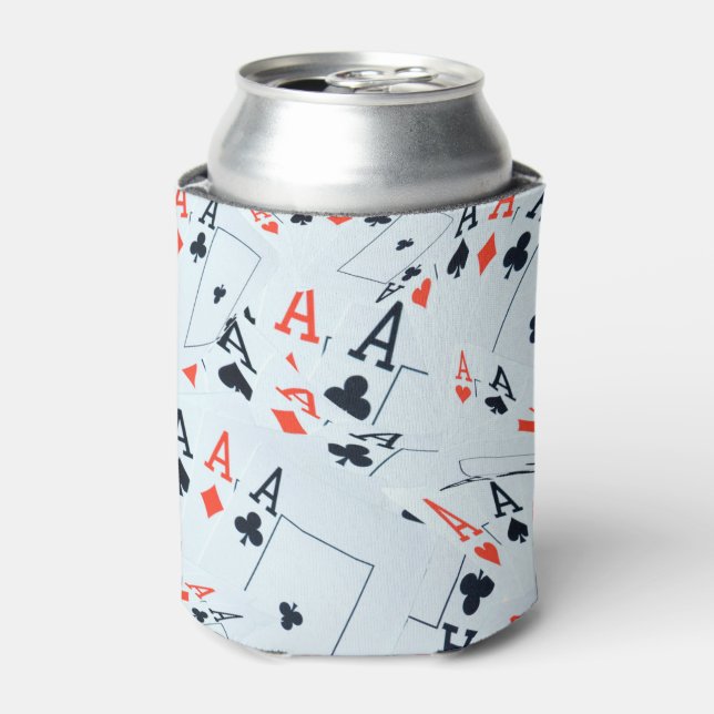 "Deck of Destiny: Layered Aces in a Poker Shuffle" Can Cooler (Can Front)