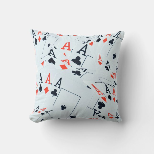 "Deck of Destiny: Layered Aces in a Poker Shuffle" Cushion (Front)