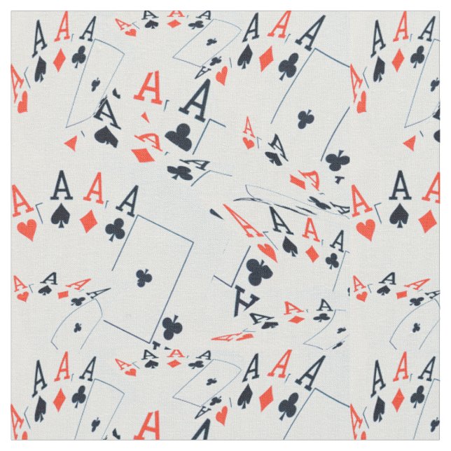 "Deck of Destiny: Layered Aces in a Poker Shuffle" Fabric (Close Up)