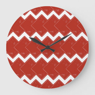 Deck of Red Squares Large Clock
