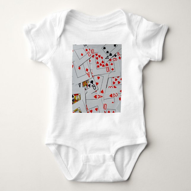 Deck Of Scatter Playing Cards Pattern, Baby Bodysuit (Front)