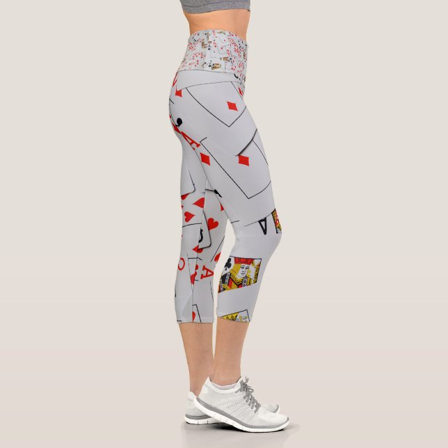Deck Of Scattered Playing Cards, Capris Leggings (Right)