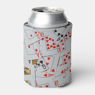 Deck Of Scattered Playing Cards Pattern, Can Cooler