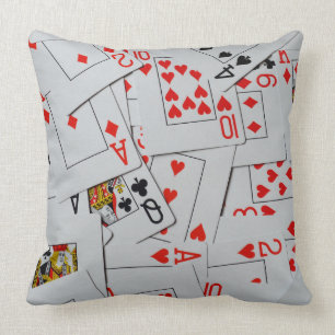 Deck Of Scattered Playing Cards Pattern, Cushion