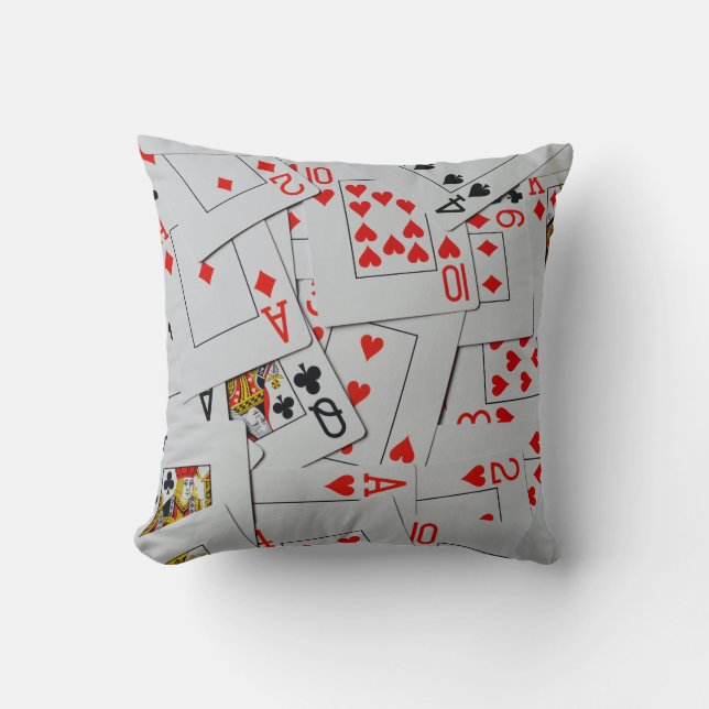 Deck Of Scattered Playing Cards Pattern, Cushion (Front)