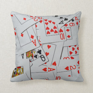 Deck Of Scattered Playing Cards Pattern, Cushion