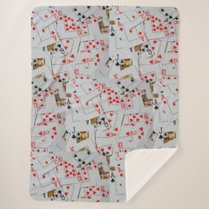 Deck Of Scattered Playing Cards Pattern,  Sherpa Blanket