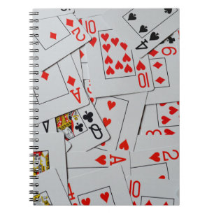 Deck Of Scattered Playing Cards Pattern, Spiral Notebook
