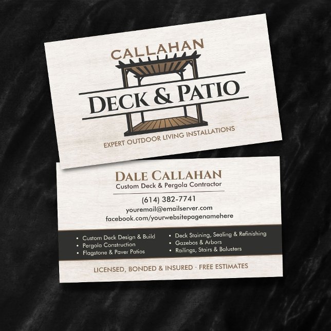 Deck & Patio Contractor Light Wood Business Card (Creator Uploaded)