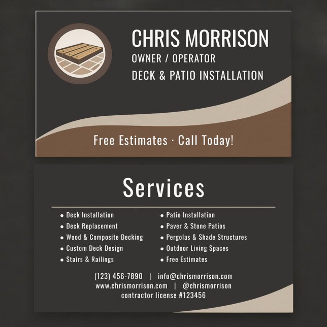 Deck & Patio Installation Professional Business Card (Creator Uploaded)
