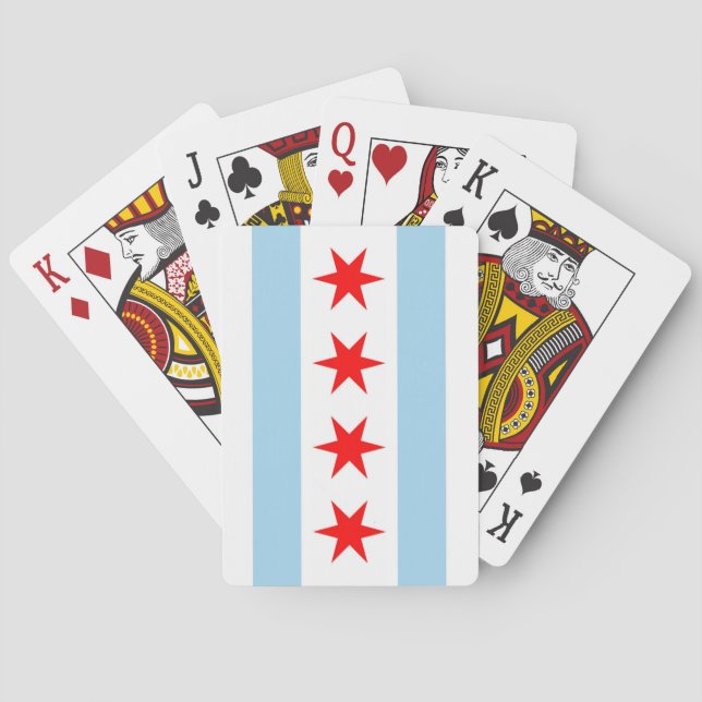 Deck Playing Cards with Flag of Chicago, Illinois (Back)