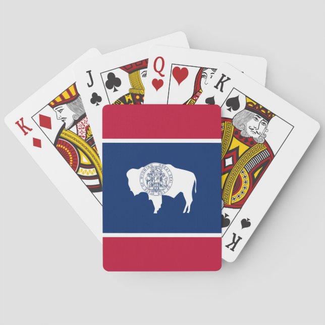 Deck Playing Cards with Flag of Wyoming, USA (Back)