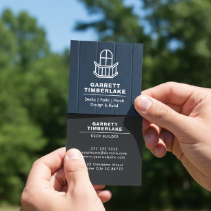 Deck Porch & Patio Builder Slate Blue and Charcoal Square Business Card