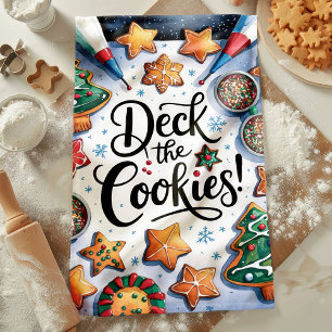 Deck The Cookies Christmas Tea Towel
