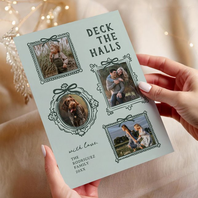 Deck The Halls 4 Photo Frame Christmas Holiday Card (Creator Uploaded)