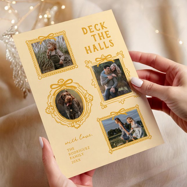 Deck The Halls 4 Photo Frame Christmas Holiday Card (Creator Uploaded)