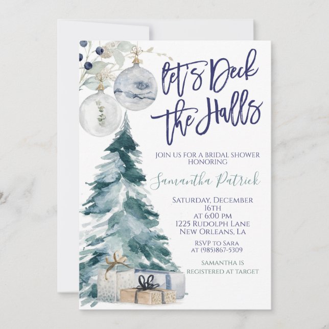 Deck the Halls Bridal Invitation (Front)