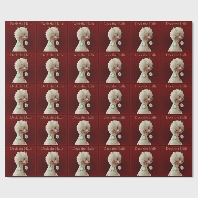 Deck the Halls Chicken Gift Wrap (Flat)