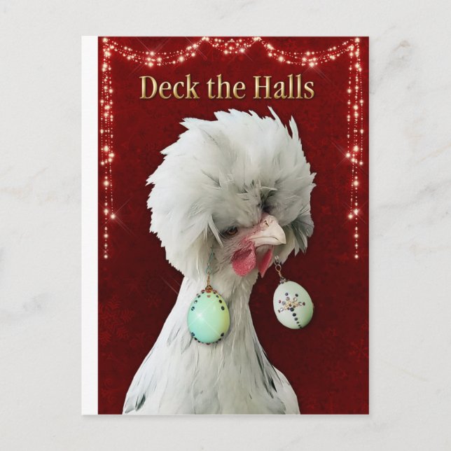 Deck the Halls Chicken Postcard (Front)