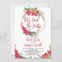 Deck the Halls Christmas Bridal Shower Invitation