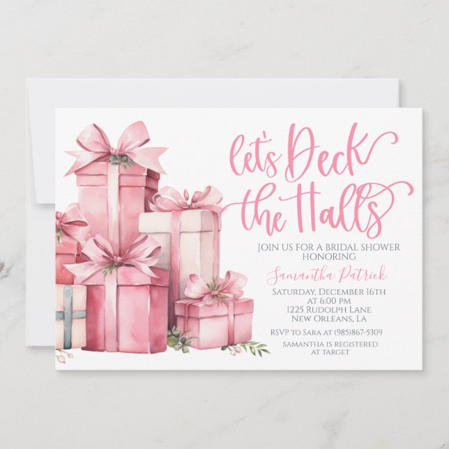 Deck the Halls Christmas Bridal Shower Invitation (Front)